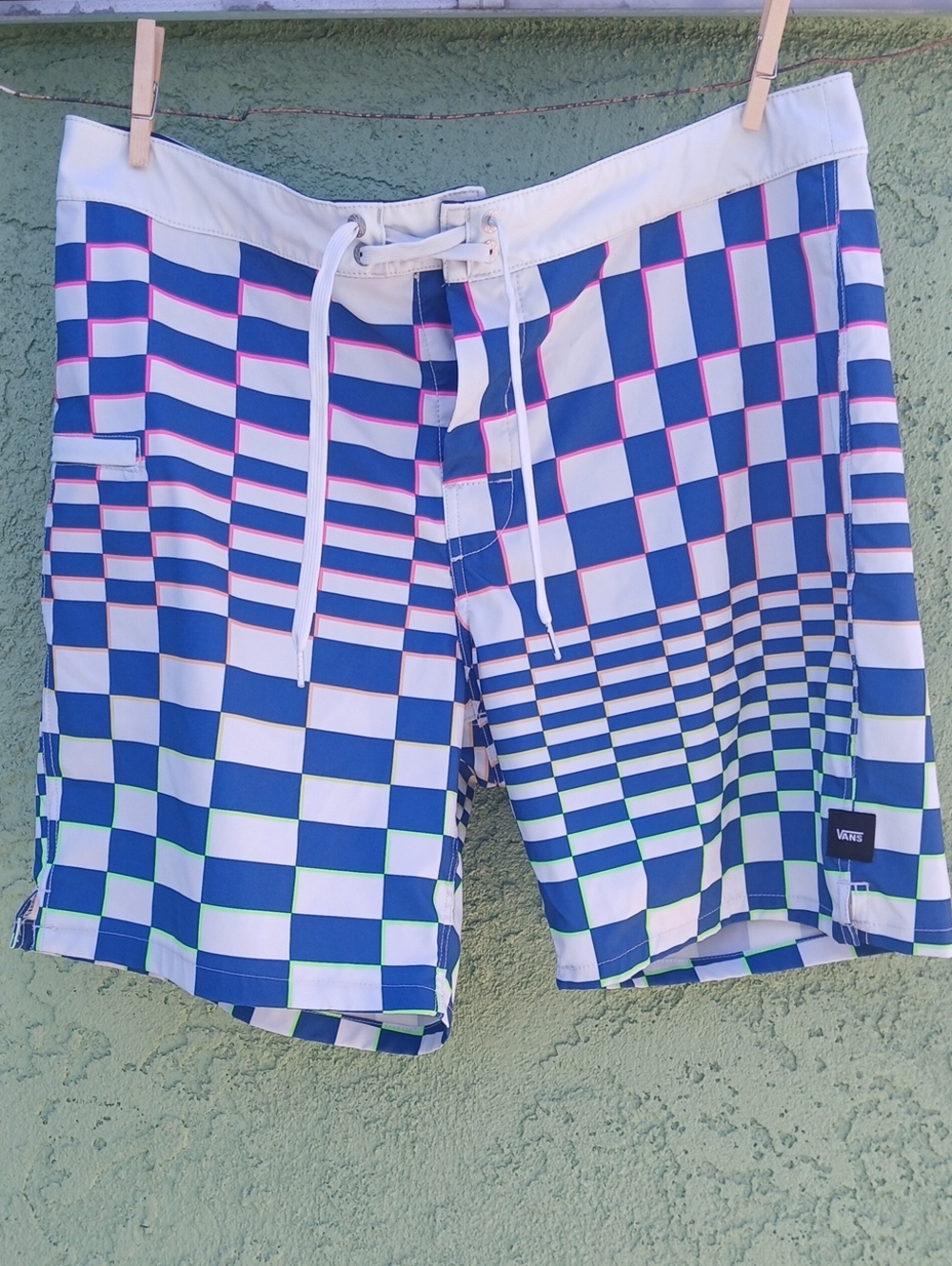 Vans Blue, White & Pink Checkerboard Swim Board Shorts